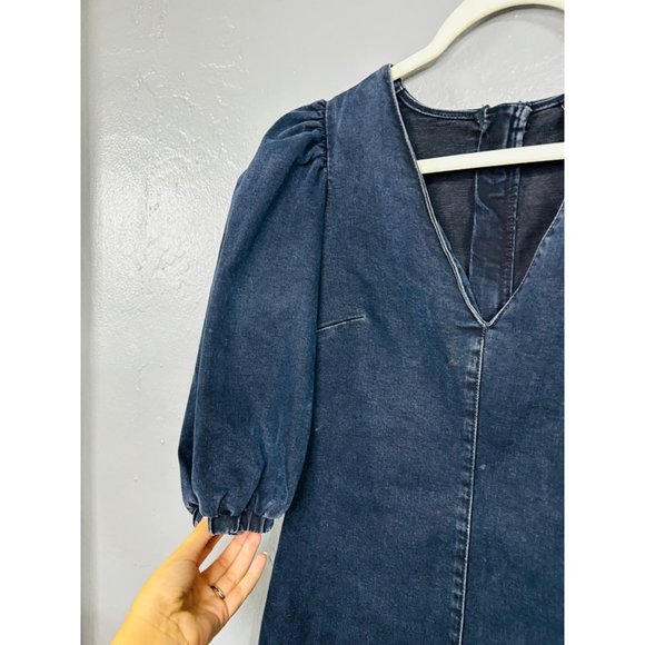 Zara Dark Denim Dress with Ballon Sleeves Size M - Picture 5 of 7